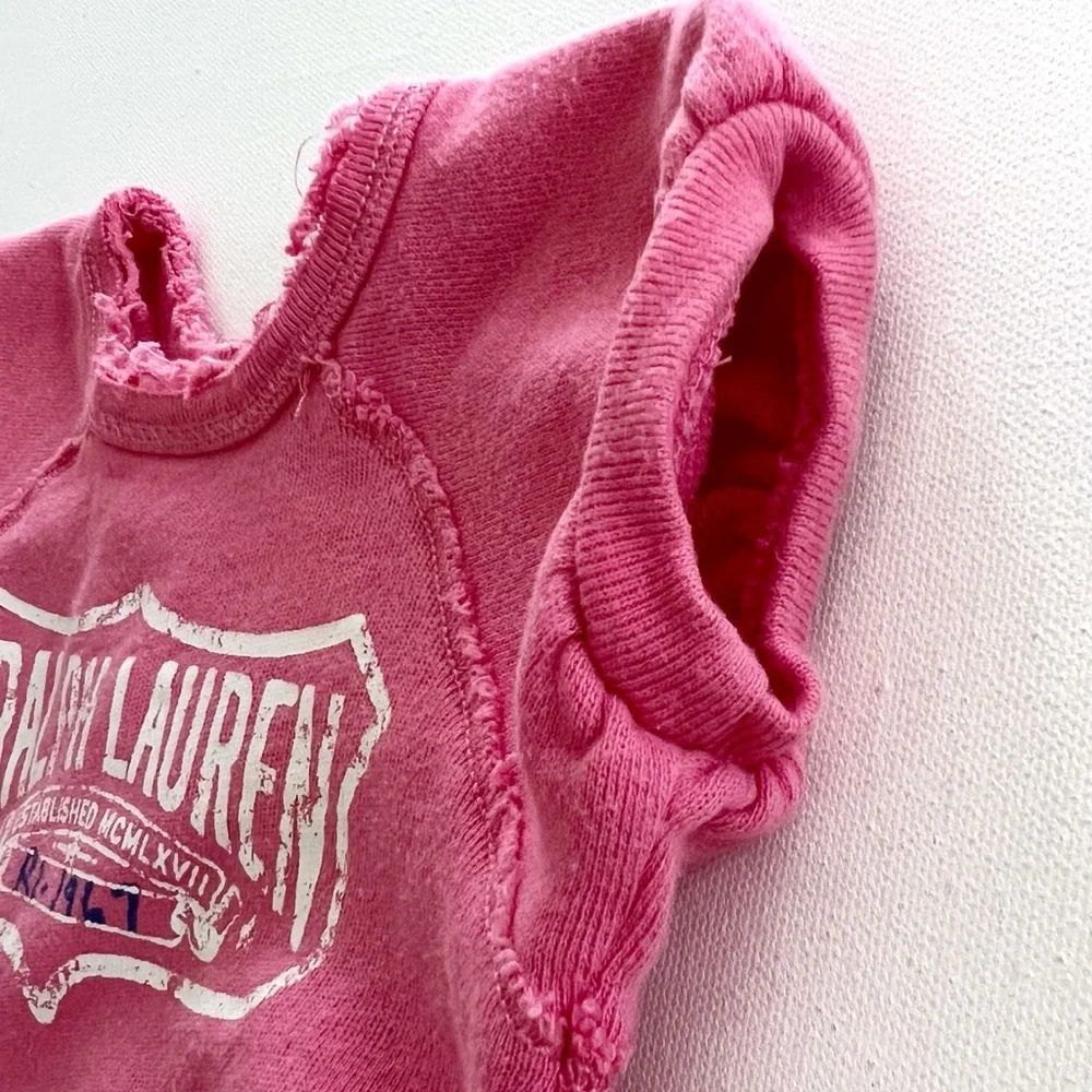 Ralph Lauren Baby Terry Knit Ruffle Sweatshirt Dress In Pink Size 9M